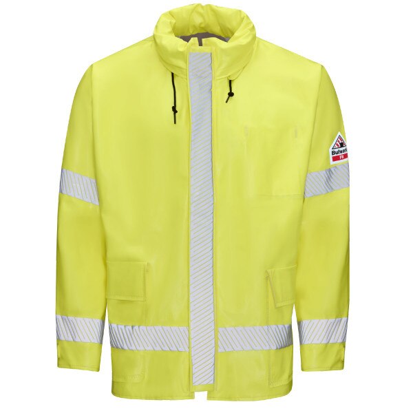 Bulwark Men's FR Hi-Visibility Rain Jacket in Yellow Green